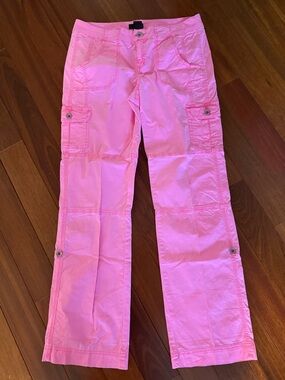 A.N.A  Women’s Pants Size 8 Cargo Style W Adjustable Length Hot Pink Waist 33